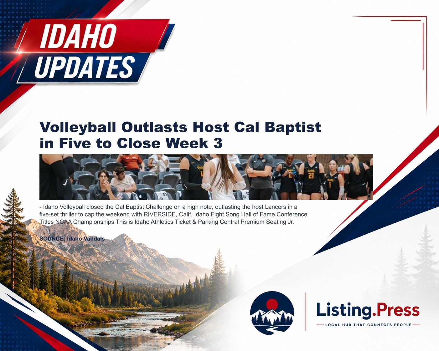 Volleyball Outlasts Host Cal Baptist in Five to Close Week 3