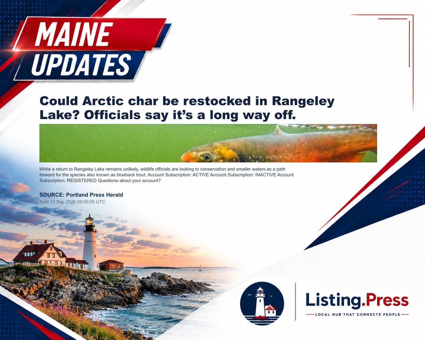 Could Arctic char be restocked in Rangeley Lake? Officials say it’s a long way off.