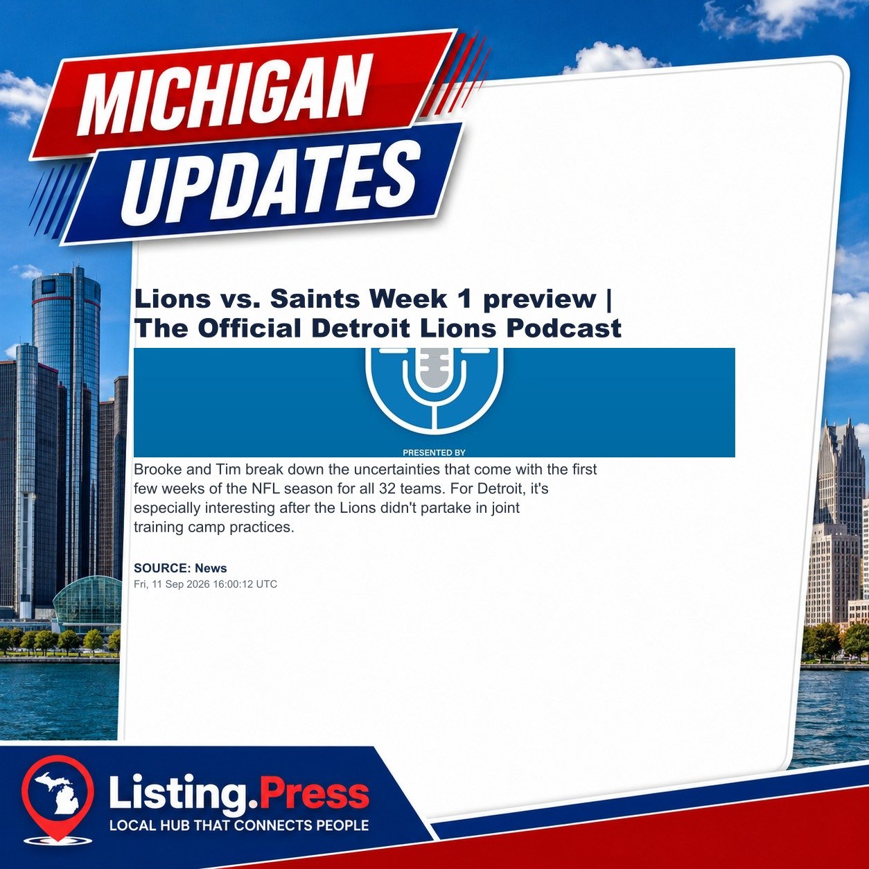 Lions vs. Saints Week 1 preview | The Official Detroit Lions Podcast