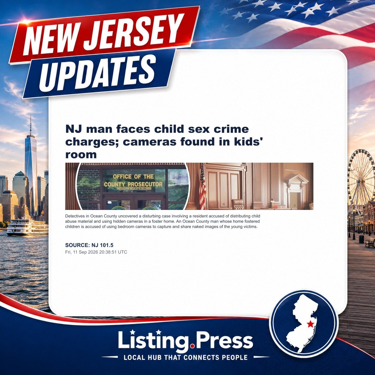 NJ man faces child sex crime charges; cameras found in kids' room