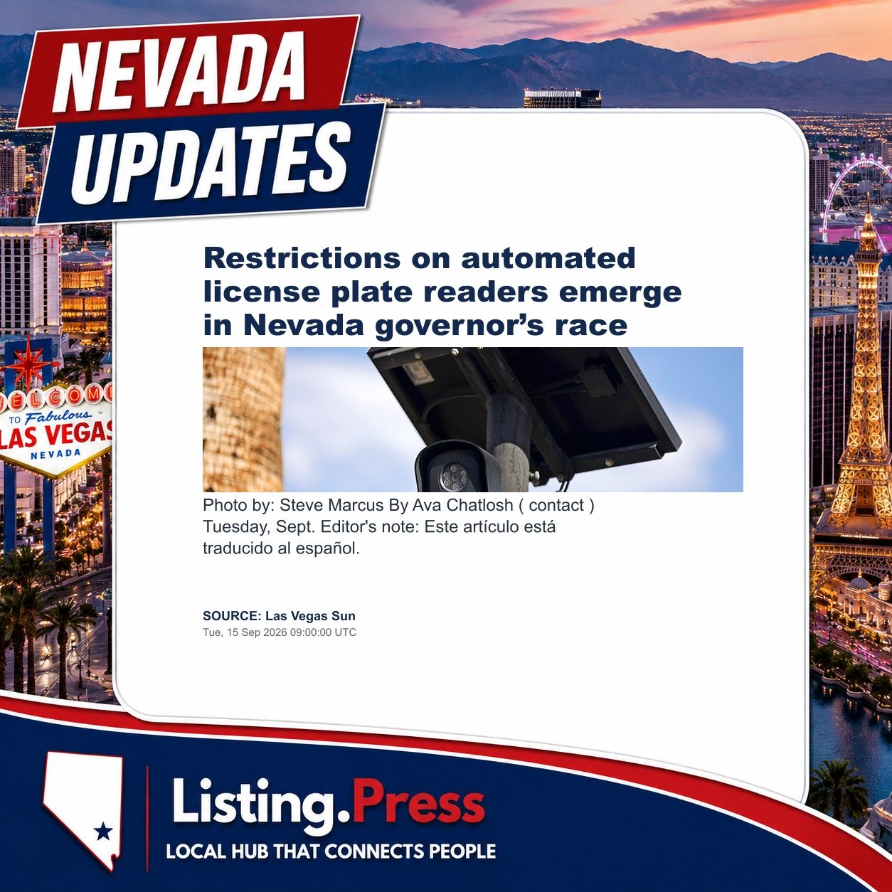Restrictions on automated license plate readers emerge in Nevada governor’s race