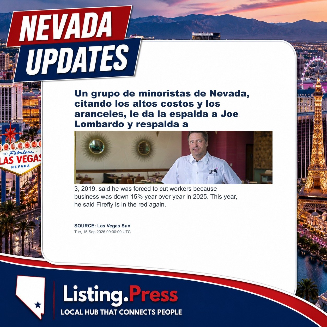 Un grupo de minoristas de Nevada, citando los altos costos y los aranceles, le da la espalda a Joe Lombardo y respalda a