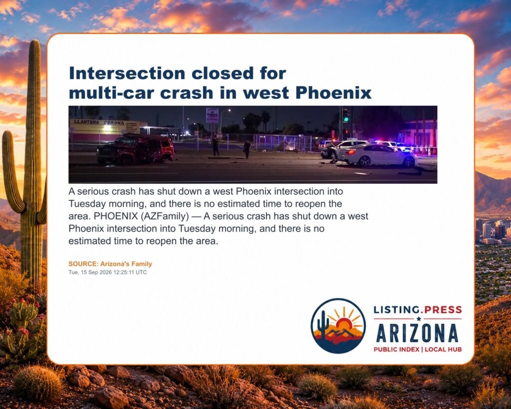 Intersection closed for multi-car crash in west Phoenix