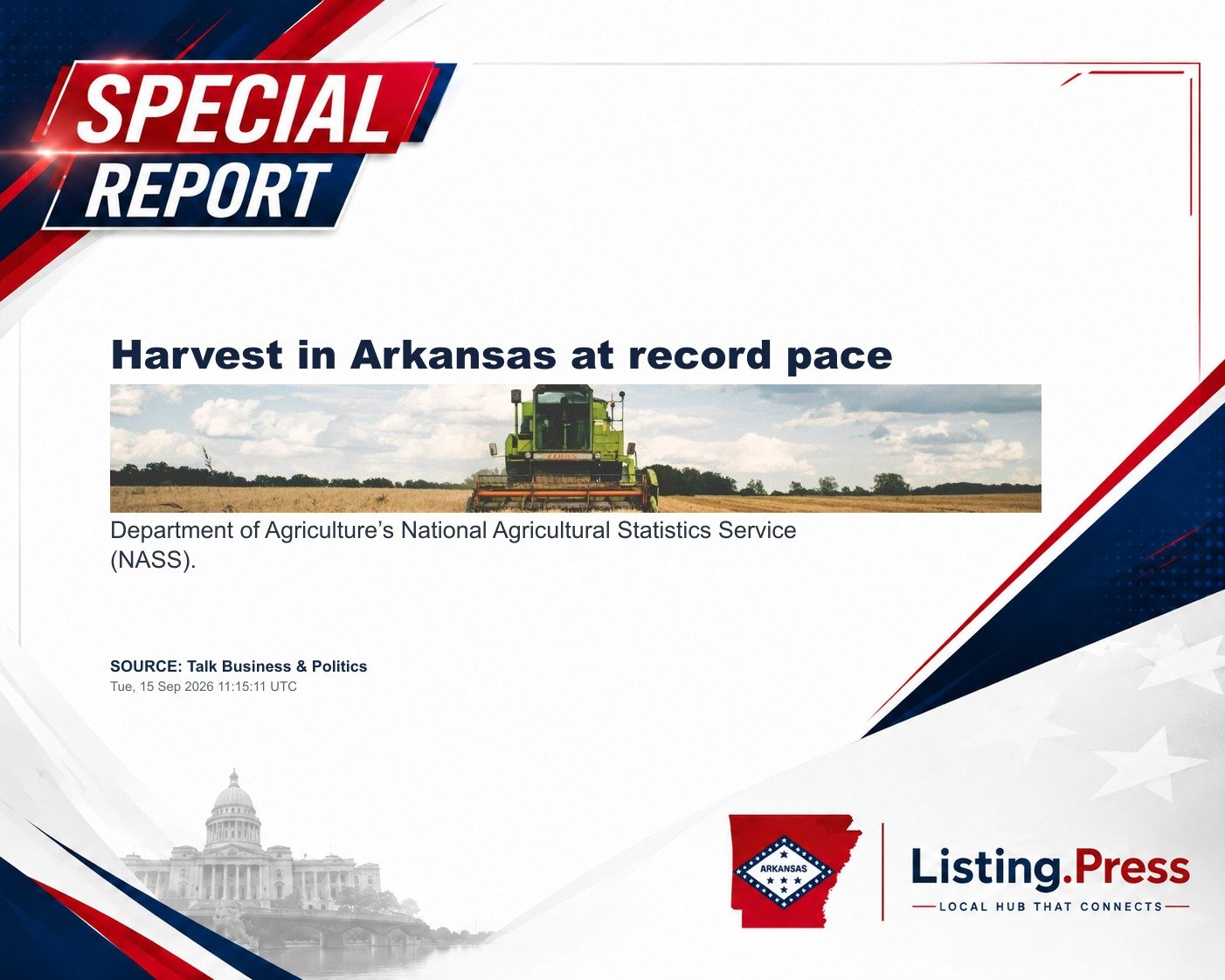 Harvest in Arkansas at record pace
