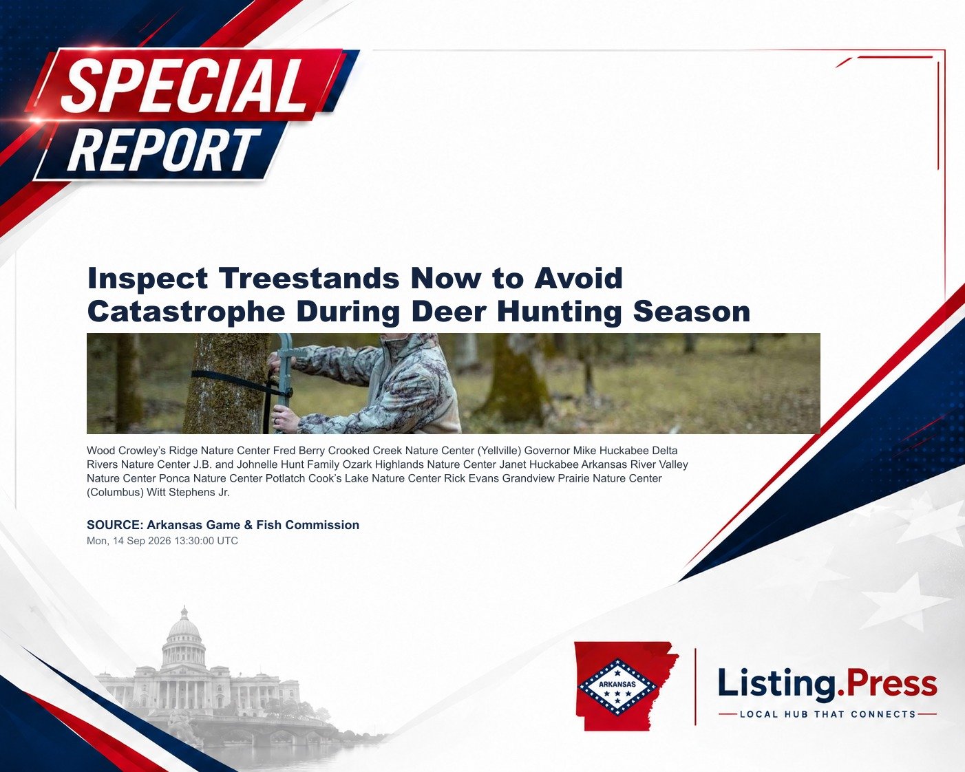 Inspect Treestands Now to Avoid Catastrophe During Deer Hunting Season