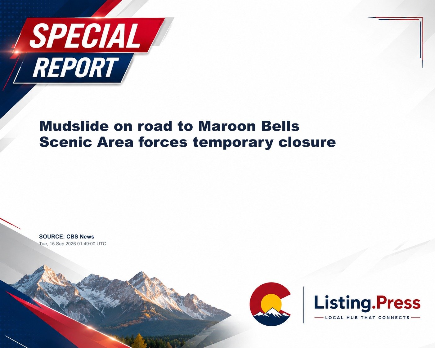 Mudslide on road to Maroon Bells Scenic Area forces temporary closure