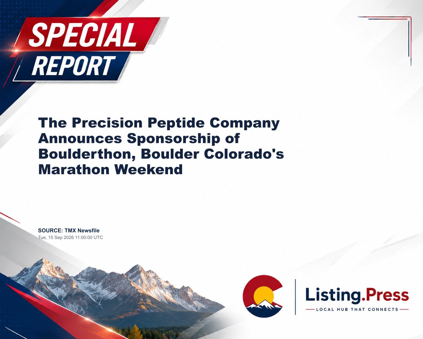 The Precision Peptide Company Announces Sponsorship of Boulderthon, Boulder Colorado's Marathon Weekend