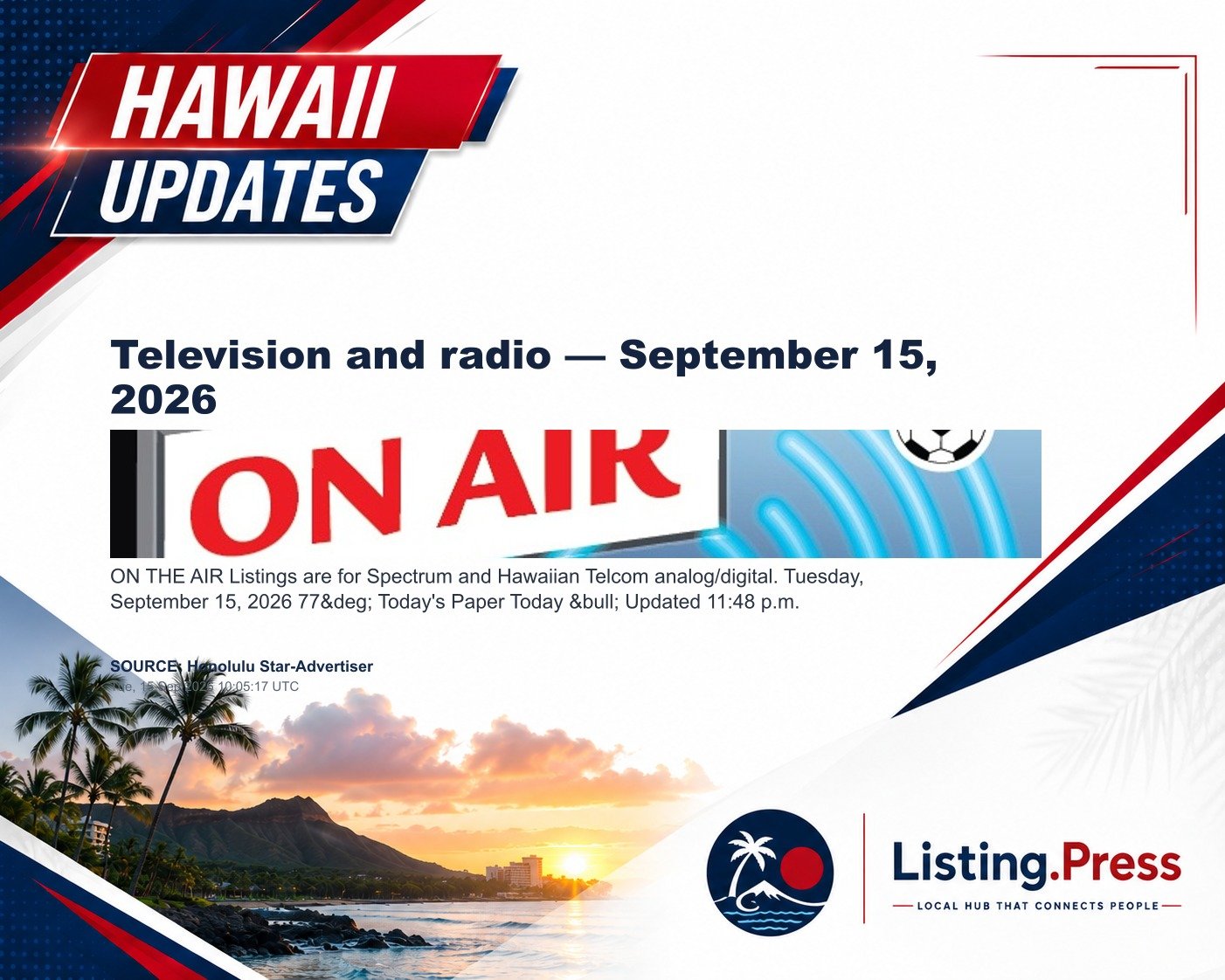 Television and radio — September 15, 2026