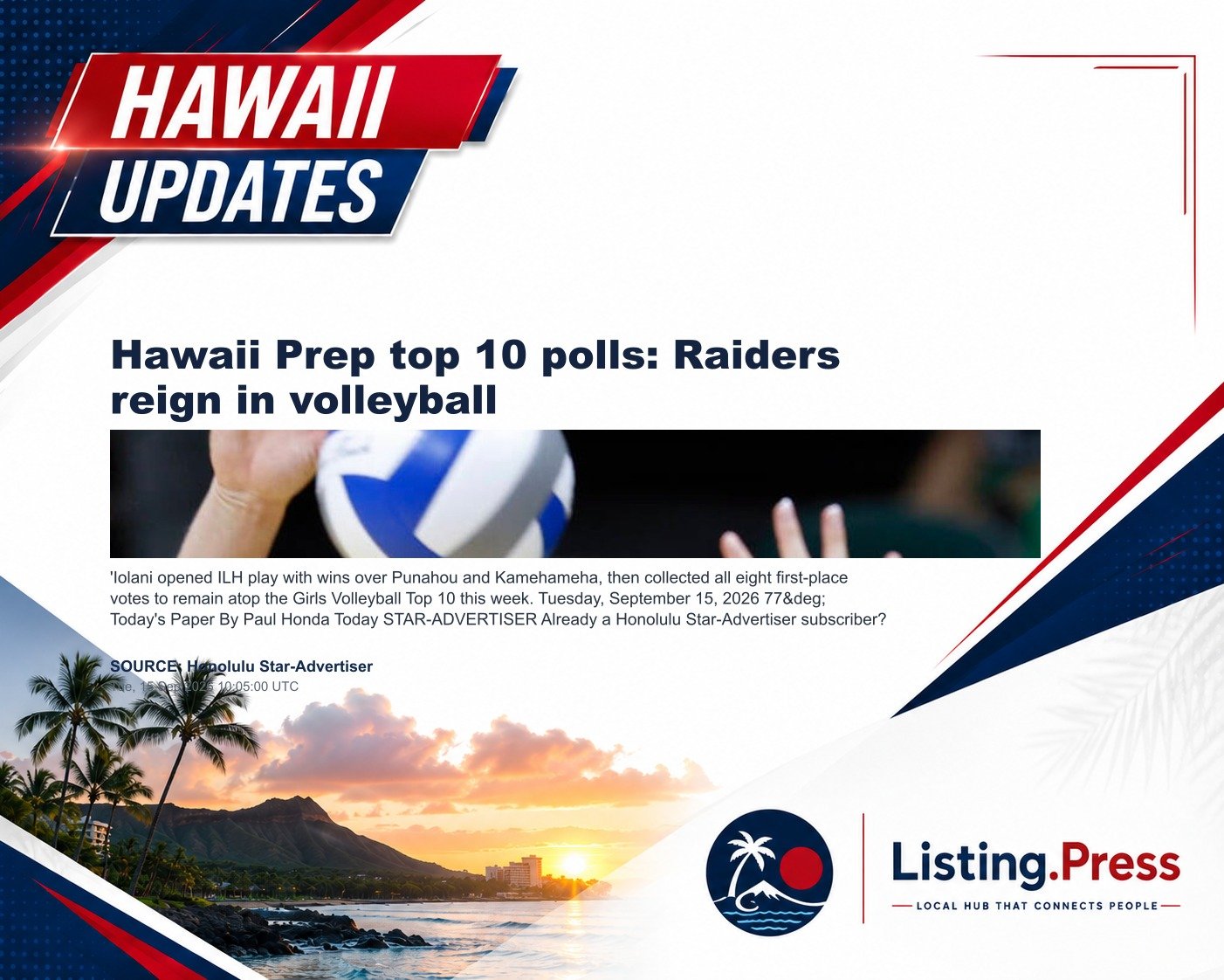Hawaii Prep top 10 polls: Raiders reign in volleyball