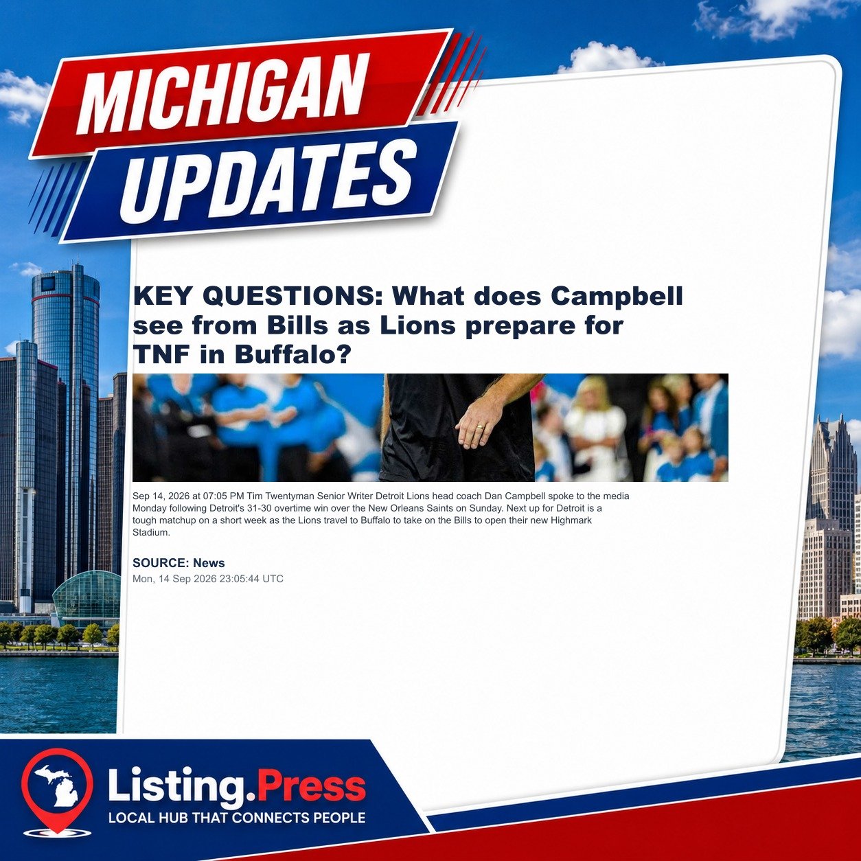 KEY QUESTIONS: What does Campbell see from Bills as Lions prepare for TNF in Buffalo?