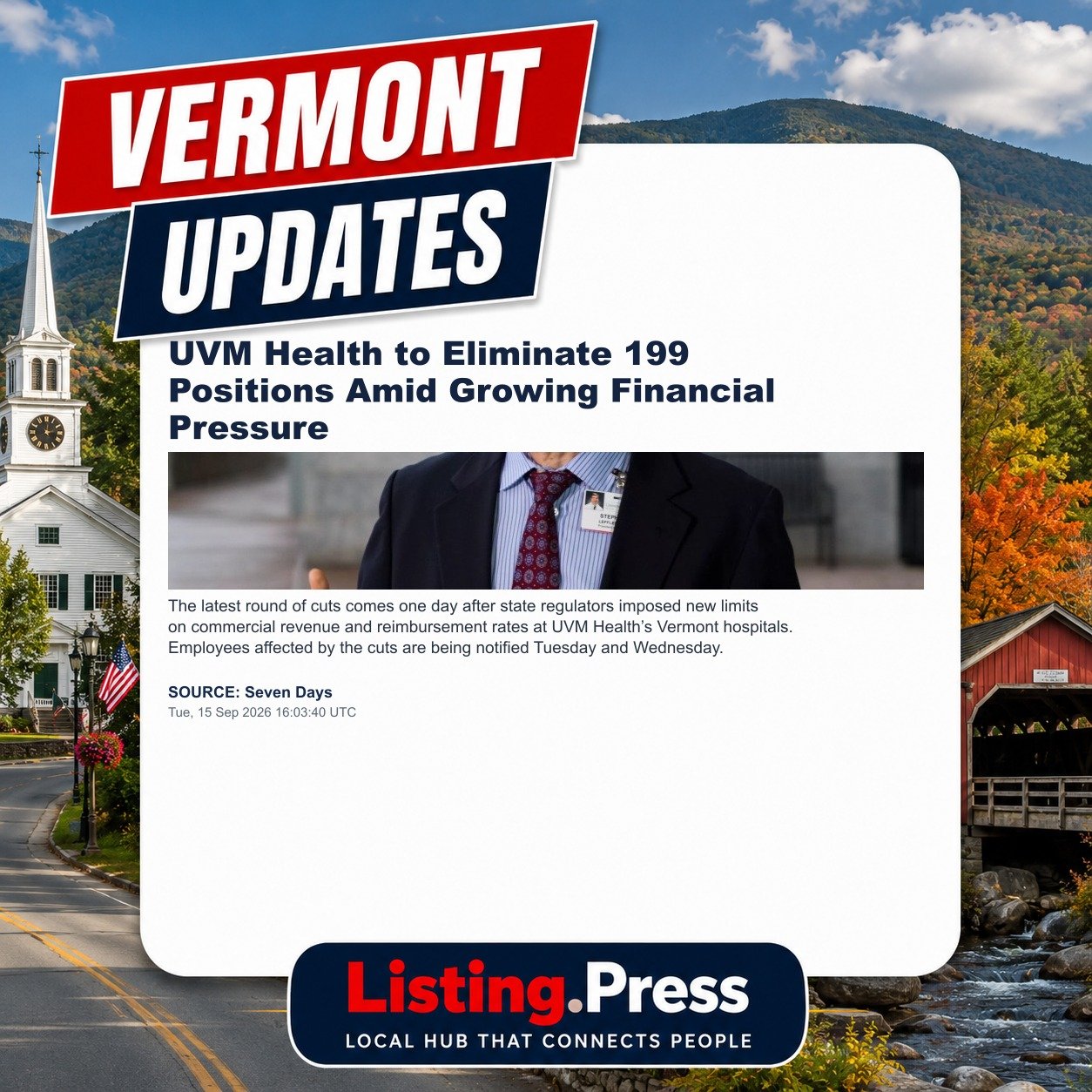 UVM Health to Eliminate 199 Positions Amid Growing Financial Pressure