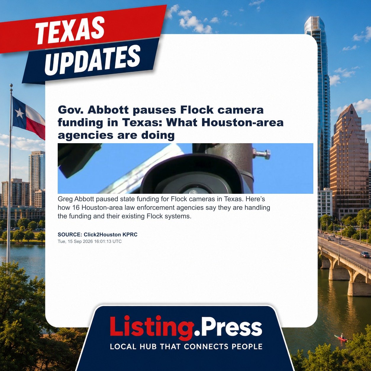 Gov. Abbott pauses Flock camera funding in Texas: What Houston-area agencies are doing