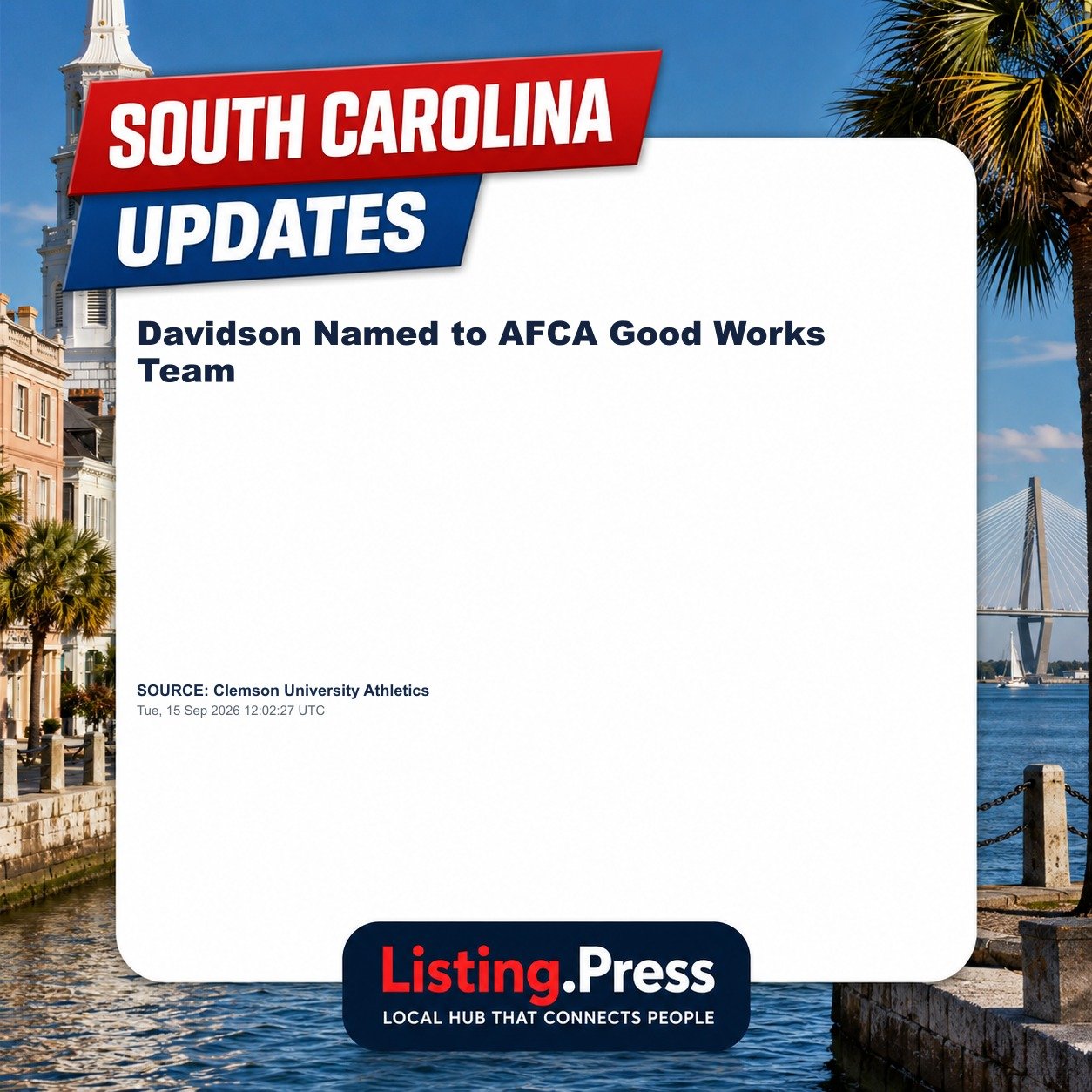 Davidson Named to AFCA Good Works Team