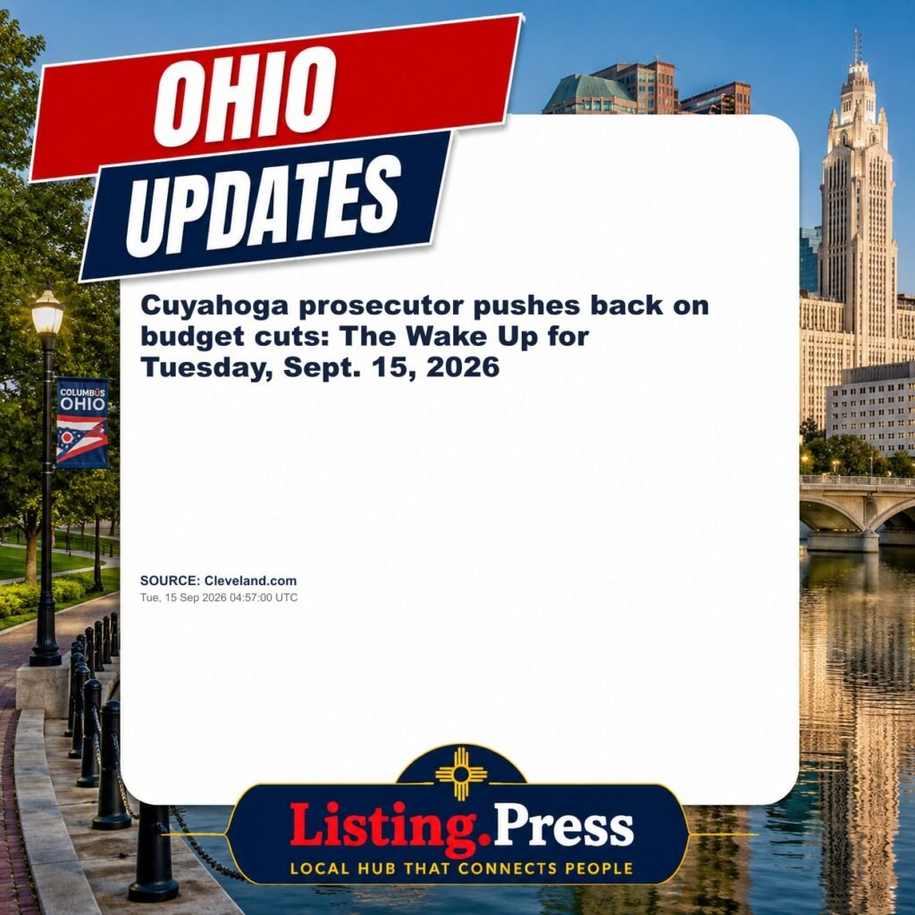 Cuyahoga prosecutor pushes back on budget cuts: The Wake Up for Tuesday, Sept. 15, 2026