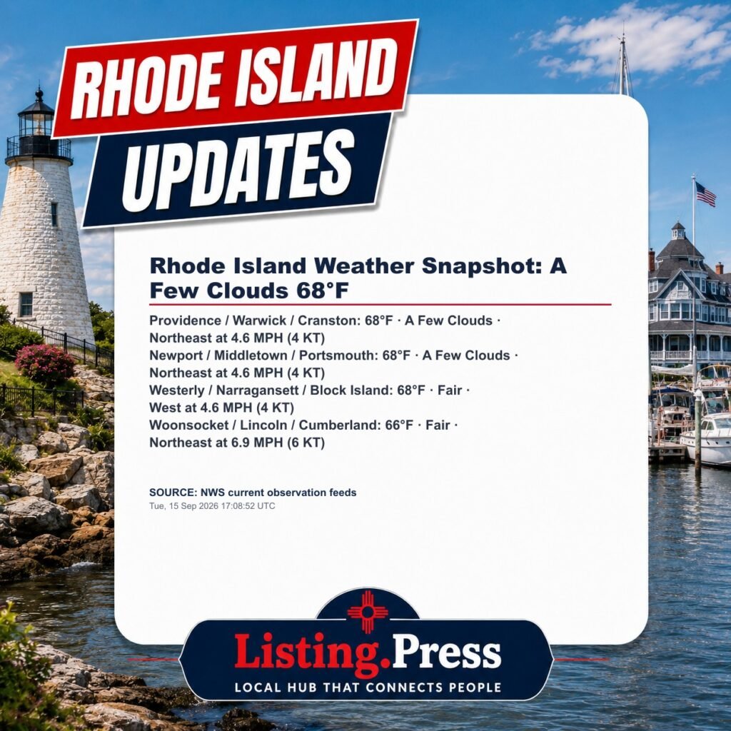 Rhode Island Weather Snapshot: A Few Clouds 68°F
