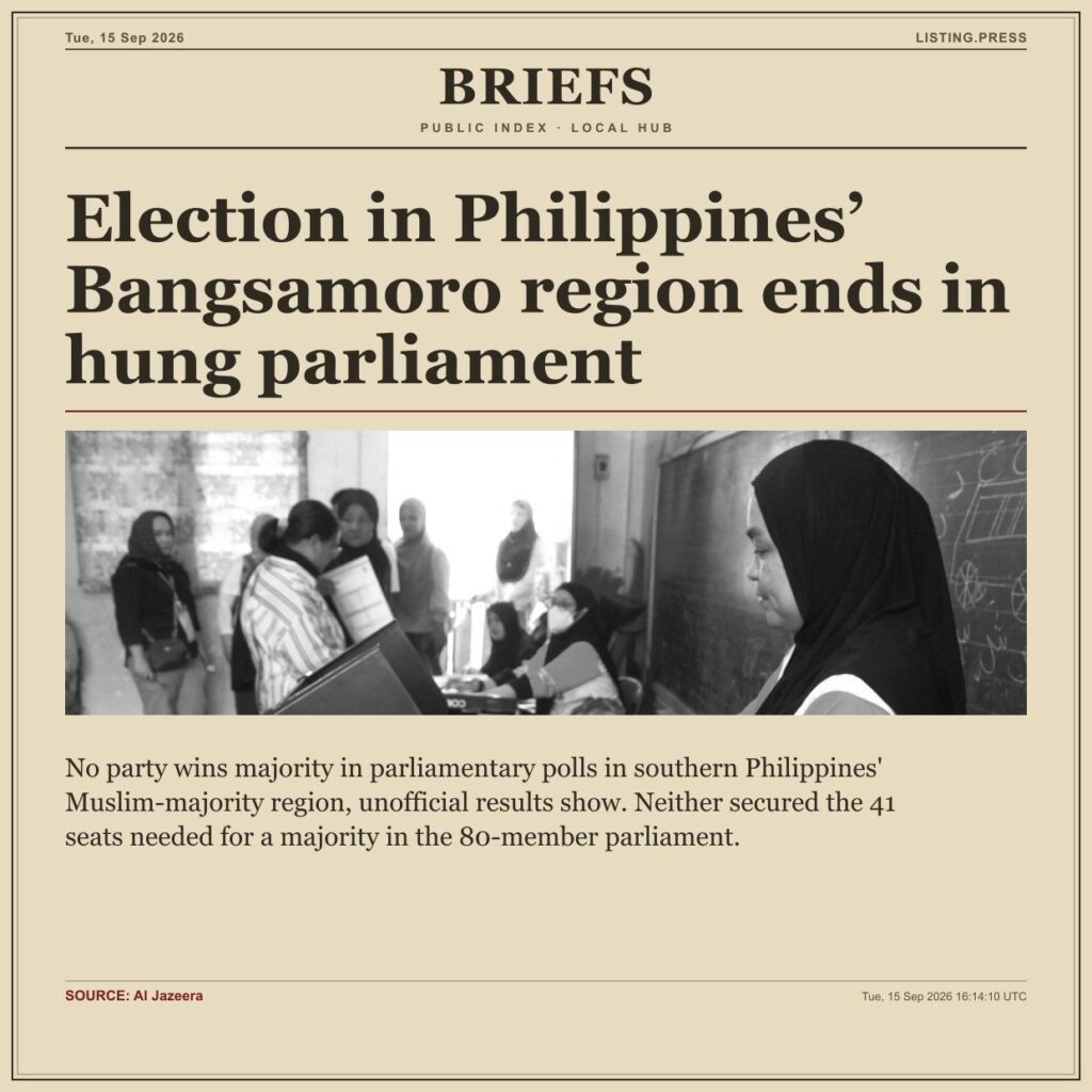 Election in Philippines’ Bangsamoro region ends in hung parliament