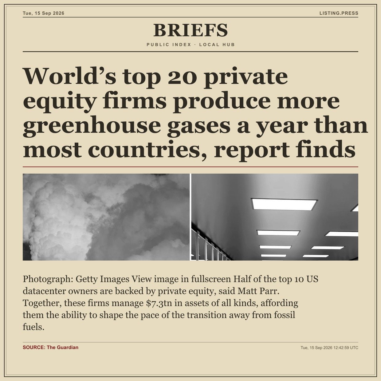 World’s top 20 private equity firms produce more greenhouse gases a year than most countries, report finds