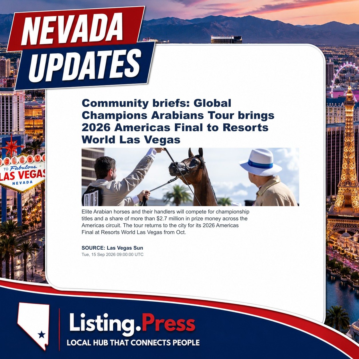 Community briefs: Global Champions Arabians Tour brings 2026 Americas Final to Resorts World Las Vegas