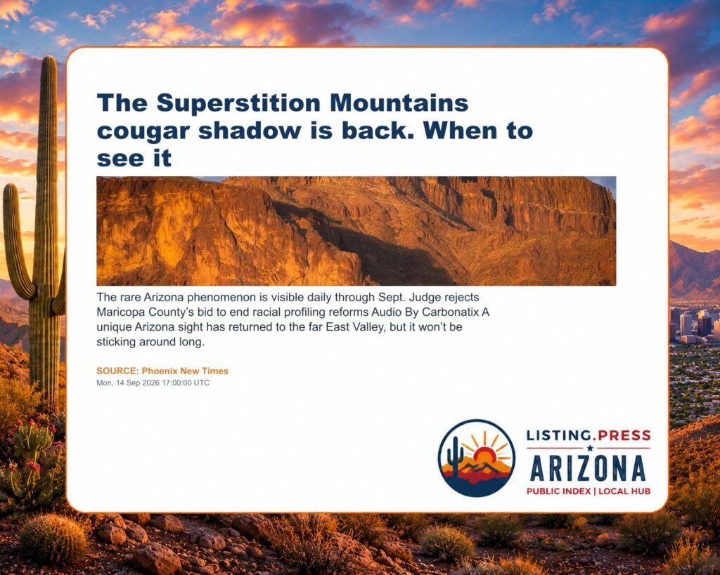The Superstition Mountains cougar shadow is back. When to see it