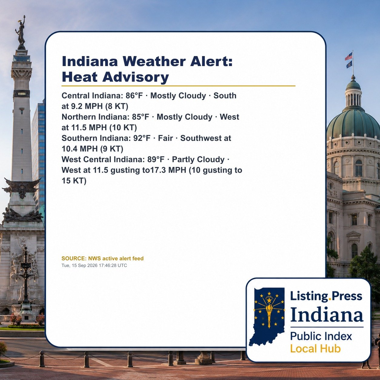 Indiana Weather Alert: Heat Advisory