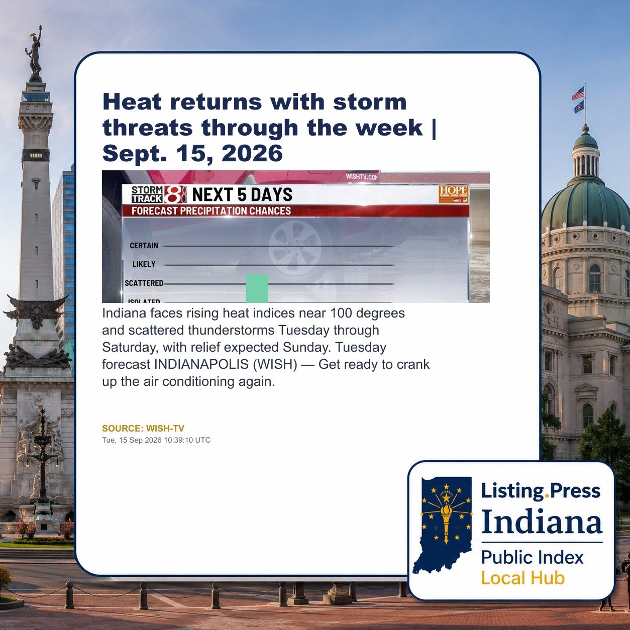 Heat returns with storm threats through the week | Sept. 15, 2026