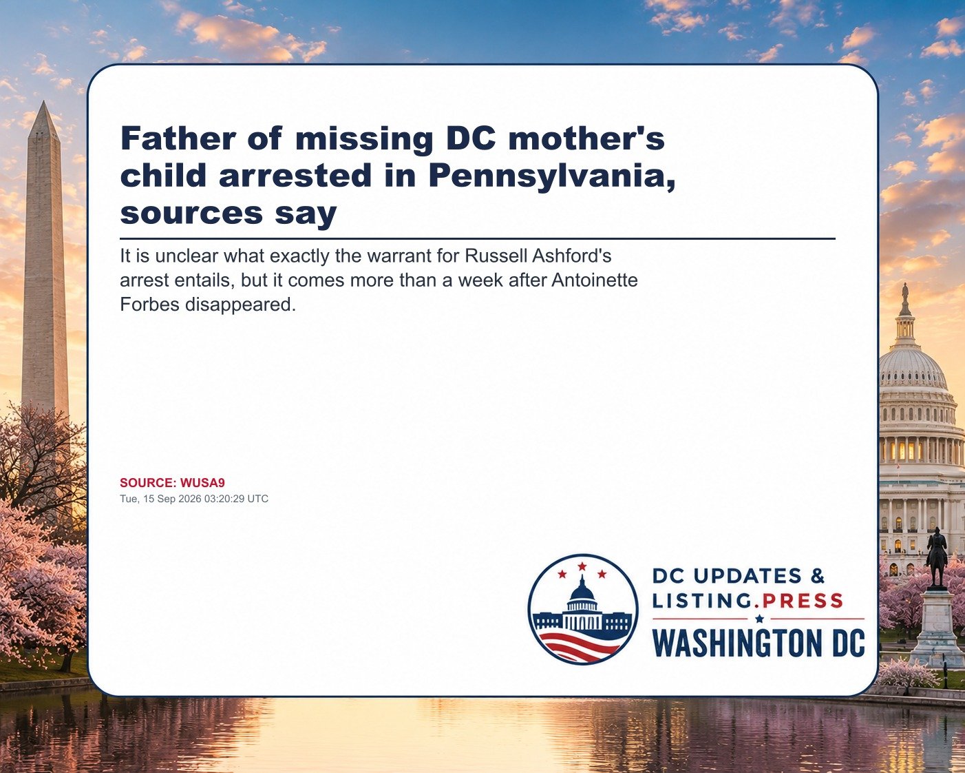 Father of missing DC mother's child arrested in Pennsylvania, sources say
