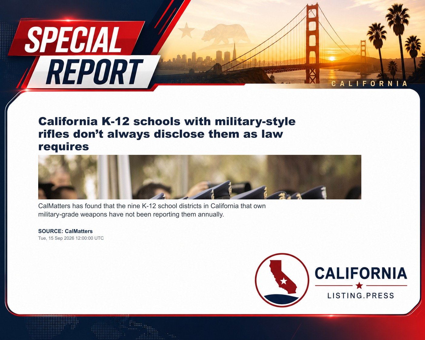 California K-12 schools with military-style rifles don’t always disclose them as law requires