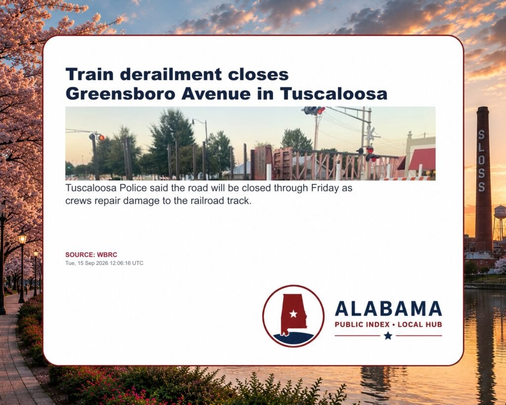 Train derailment closes Greensboro Avenue in Tuscaloosa