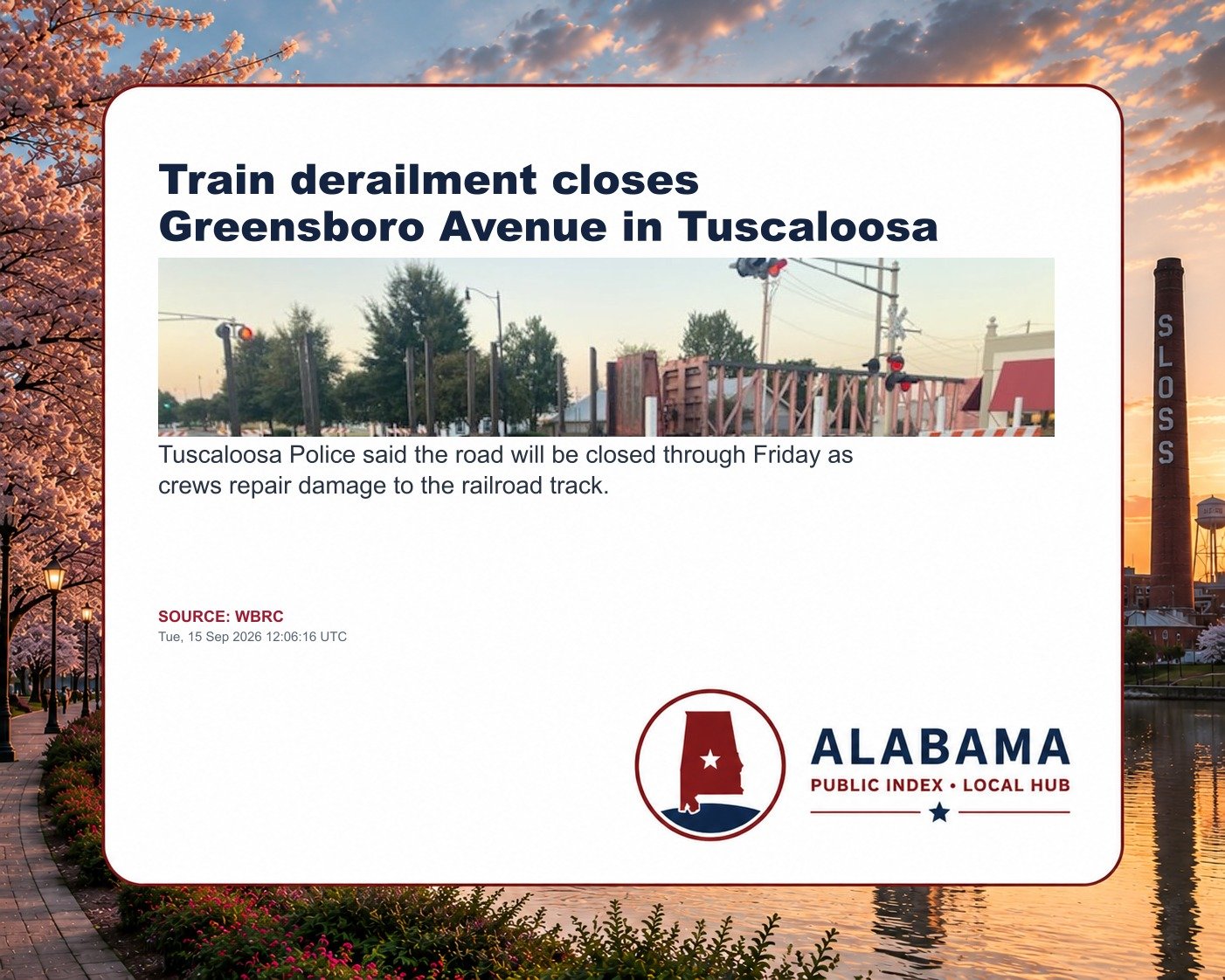 Train derailment closes Greensboro Avenue in Tuscaloosa