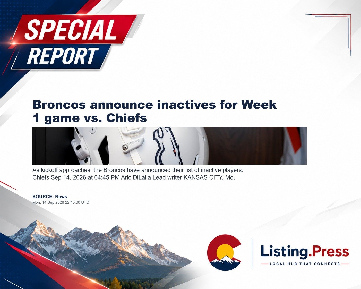 Broncos announce inactives for Week 1 game vs. Chiefs