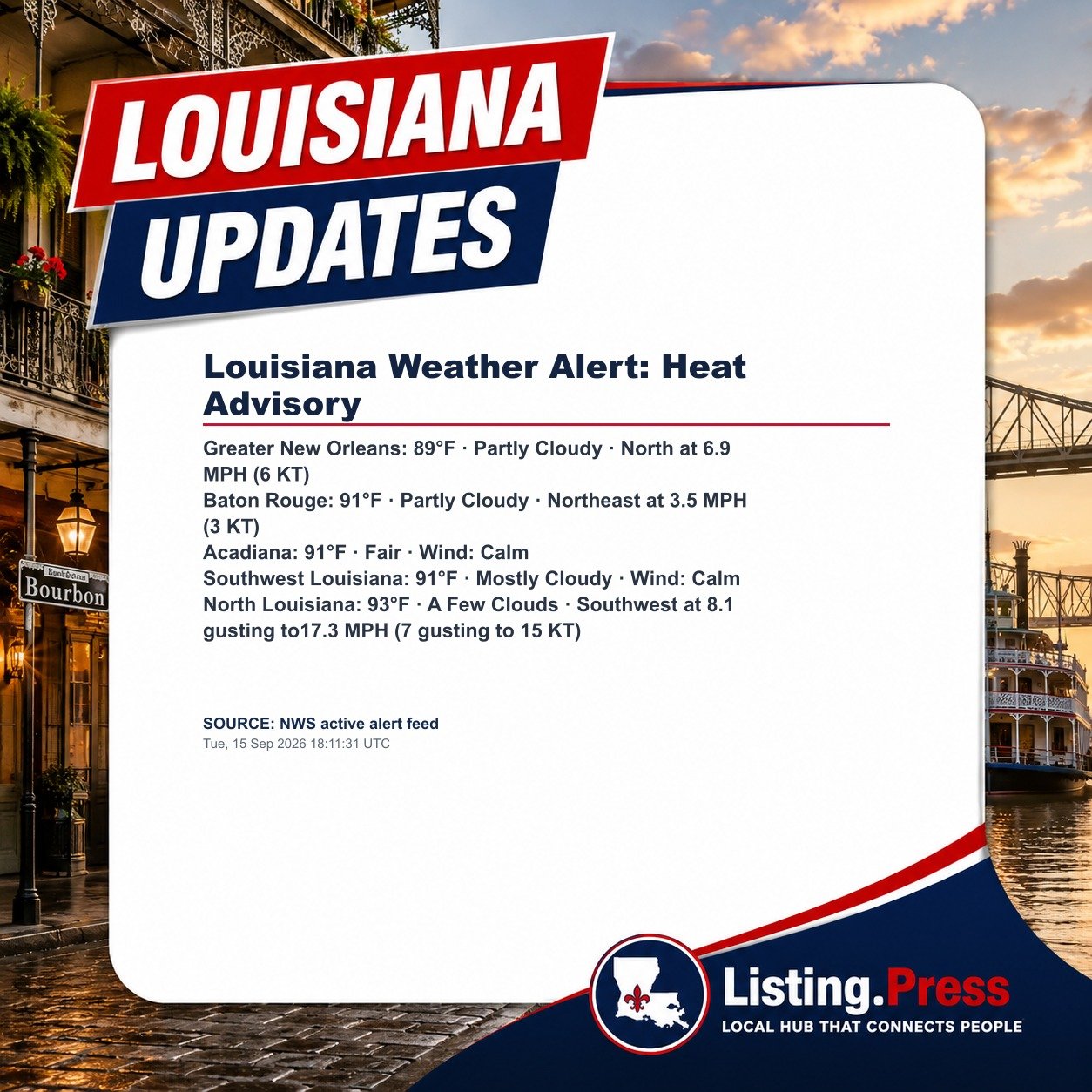 Louisiana Weather Alert: Heat Advisory