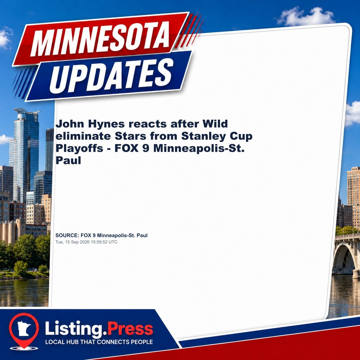 John Hynes reacts after Wild eliminate Stars from Stanley Cup Playoffs - FOX 9 Minneapolis-St. Paul