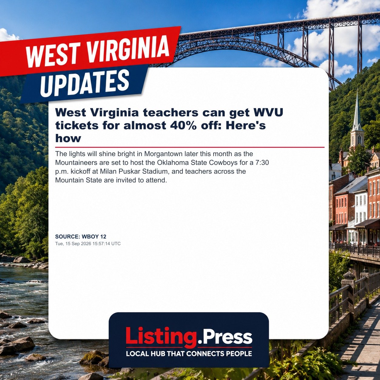 West Virginia teachers can get WVU tickets for almost 40% off: Here's how