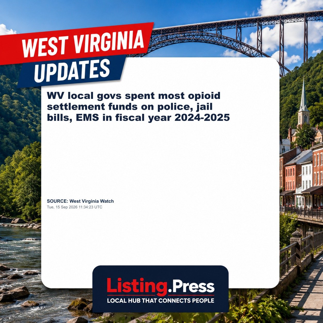 WV local govs spent most opioid settlement funds on police, jail bills, EMS in fiscal year 2024-2025
