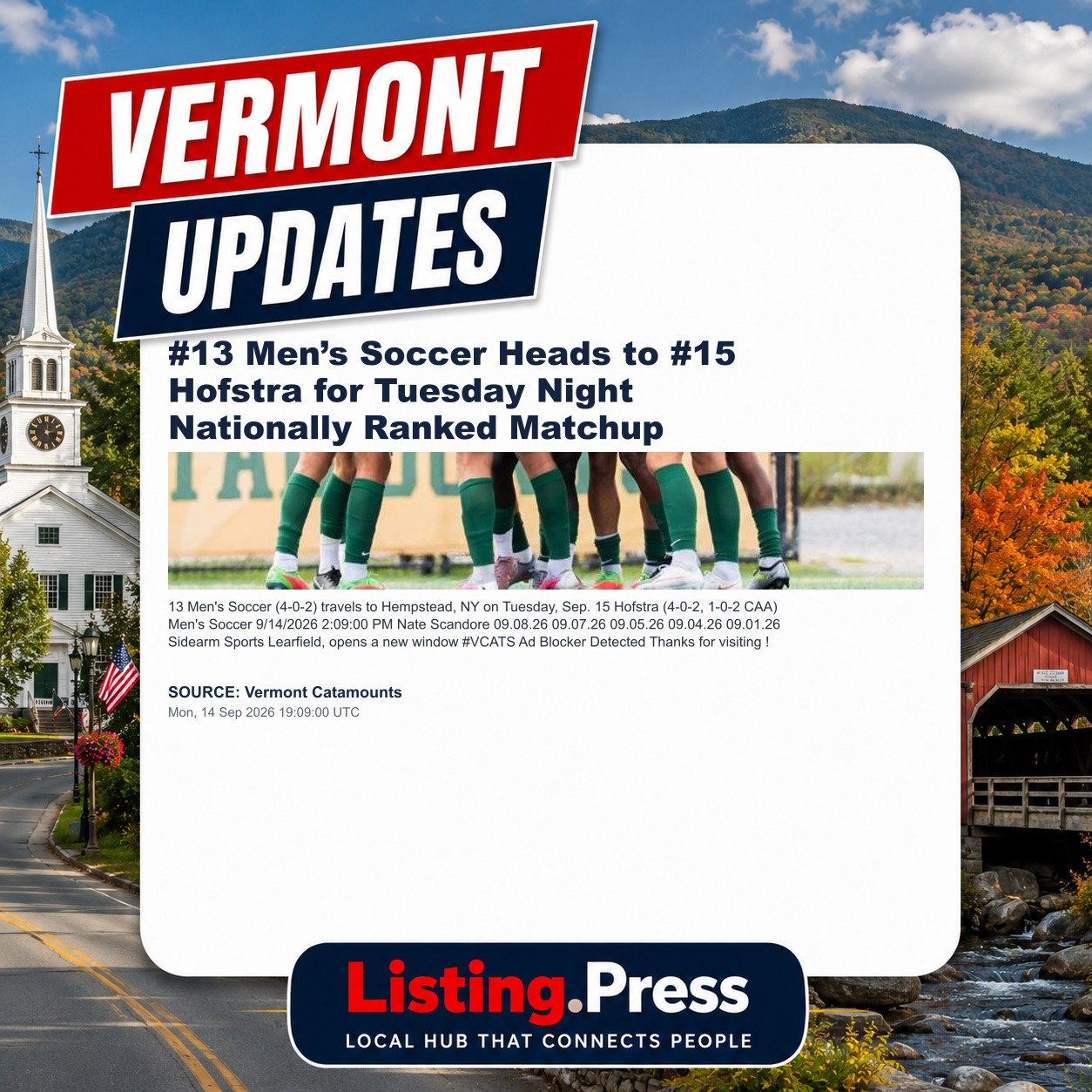 #13 Men’s Soccer Heads to #15 Hofstra for Tuesday Night Nationally Ranked Matchup