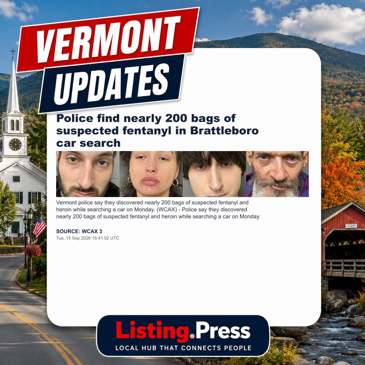 Police find nearly 200 bags of suspected fentanyl in Brattleboro car search