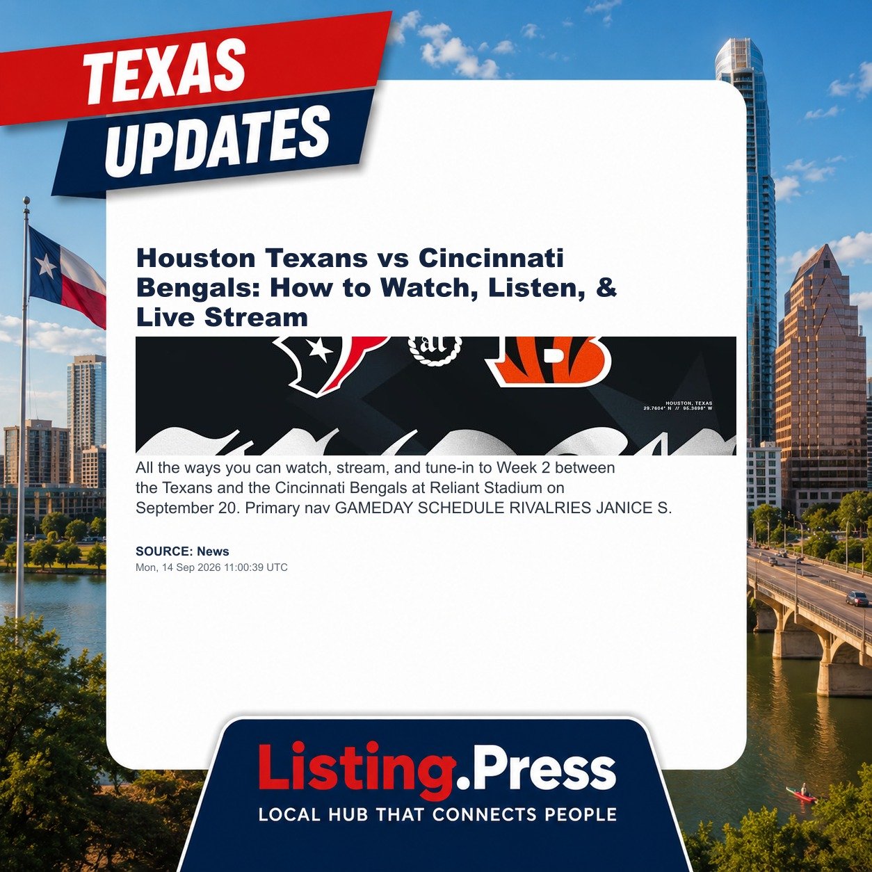 Houston Texans vs Cincinnati Bengals: How to Watch, Listen, & Live Stream