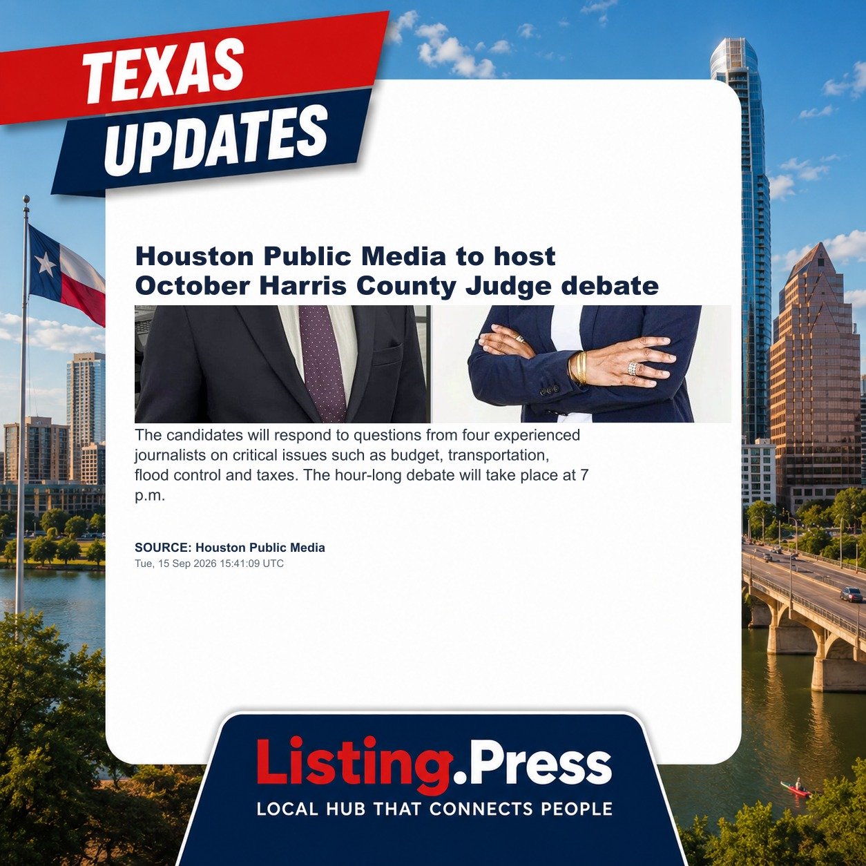 Houston Public Media to host October Harris County Judge debate