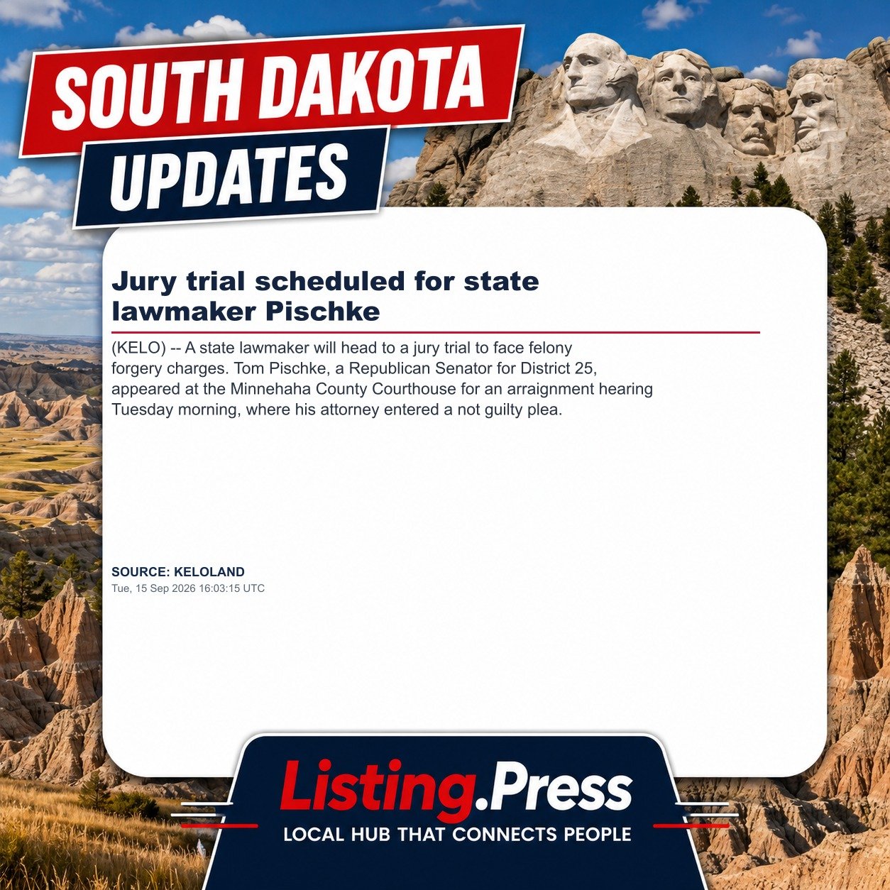 Jury trial scheduled for state lawmaker Pischke