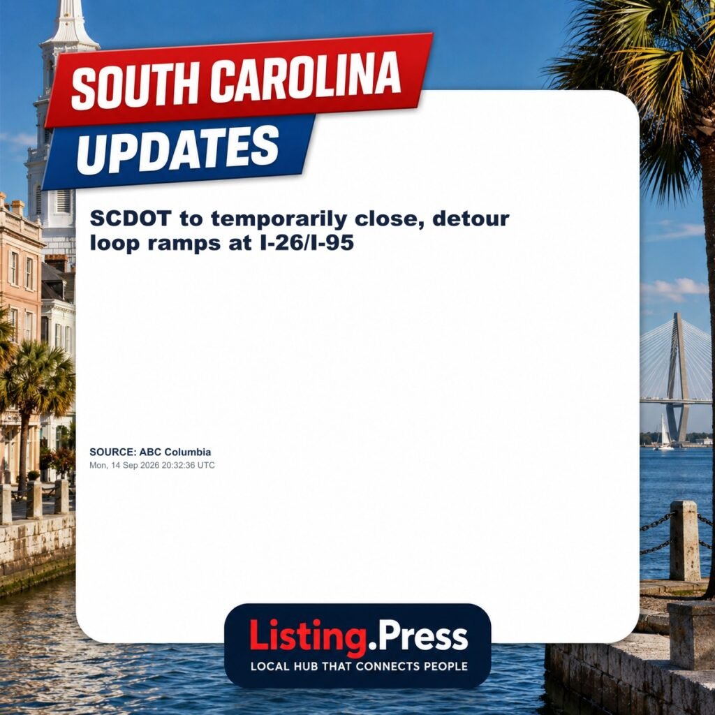 SCDOT to temporarily close, detour loop ramps at I-26/I-95