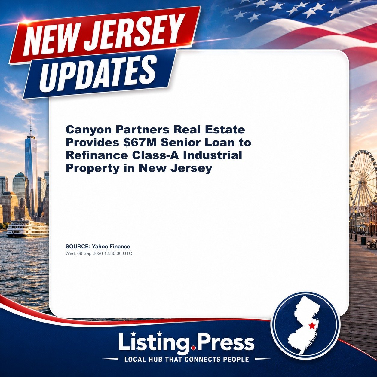 Canyon Partners Real Estate Provides $67M Senior Loan to Refinance Class-A Industrial Property in New Jersey