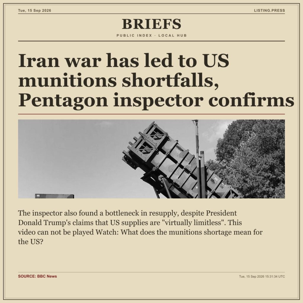 Iran war has led to US munitions shortfalls, Pentagon inspector confirms