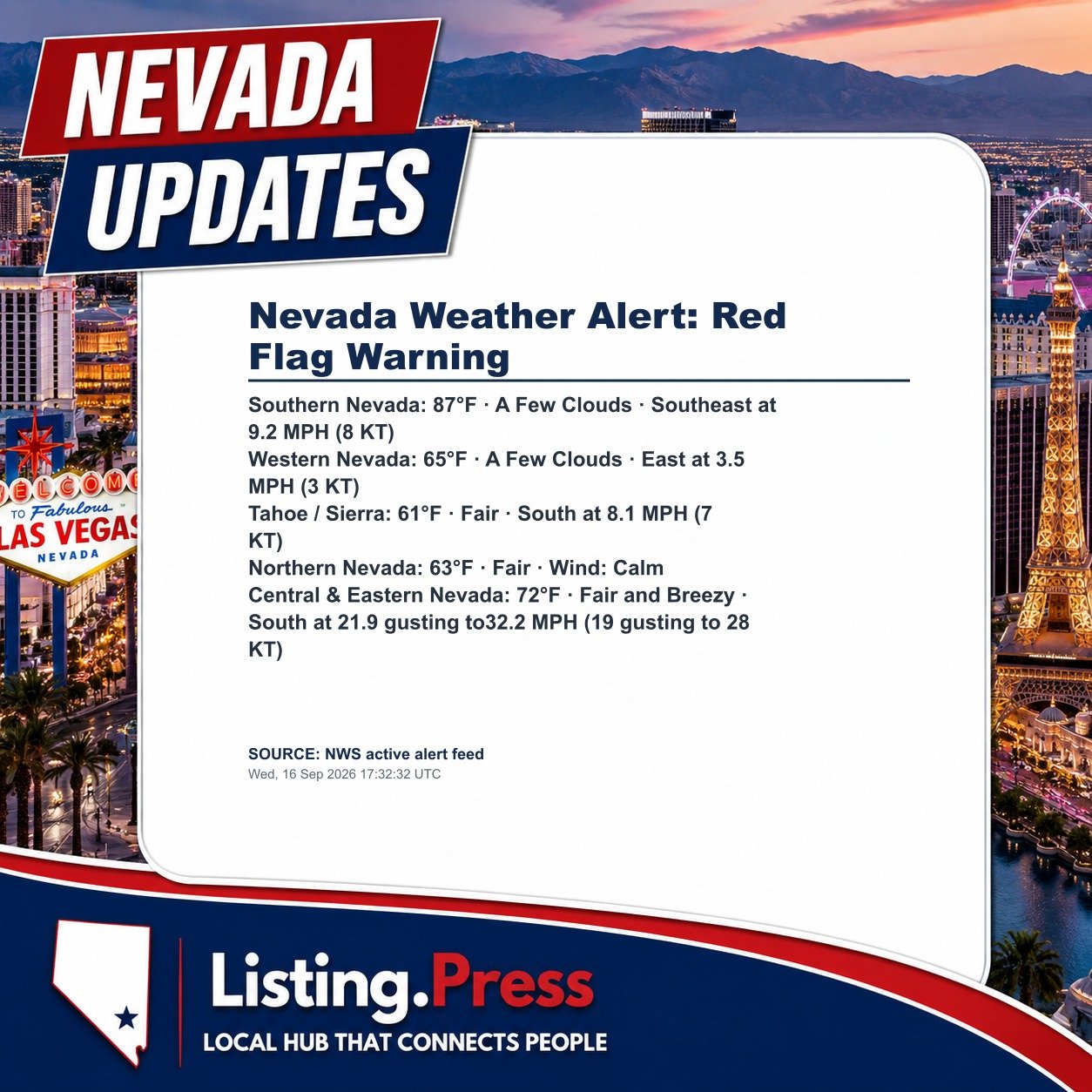 Nevada Weather Alert: Red Flag Warning