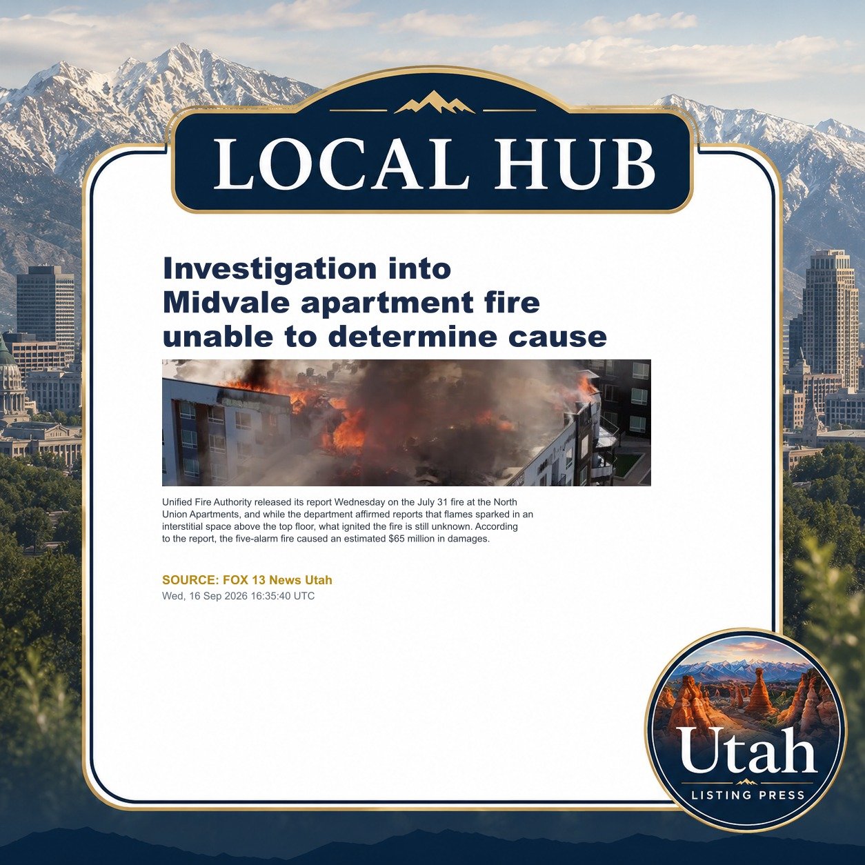 Investigation into Midvale apartment fire unable to determine cause