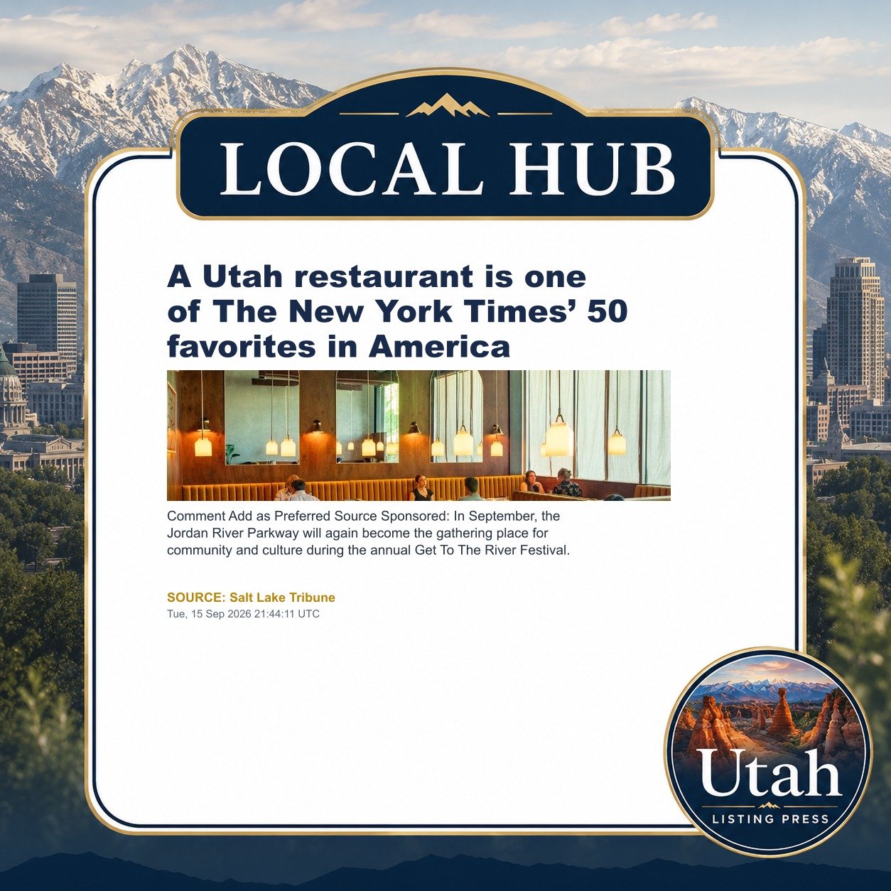 A Utah restaurant is one of The New York Times’ 50 favorites in America