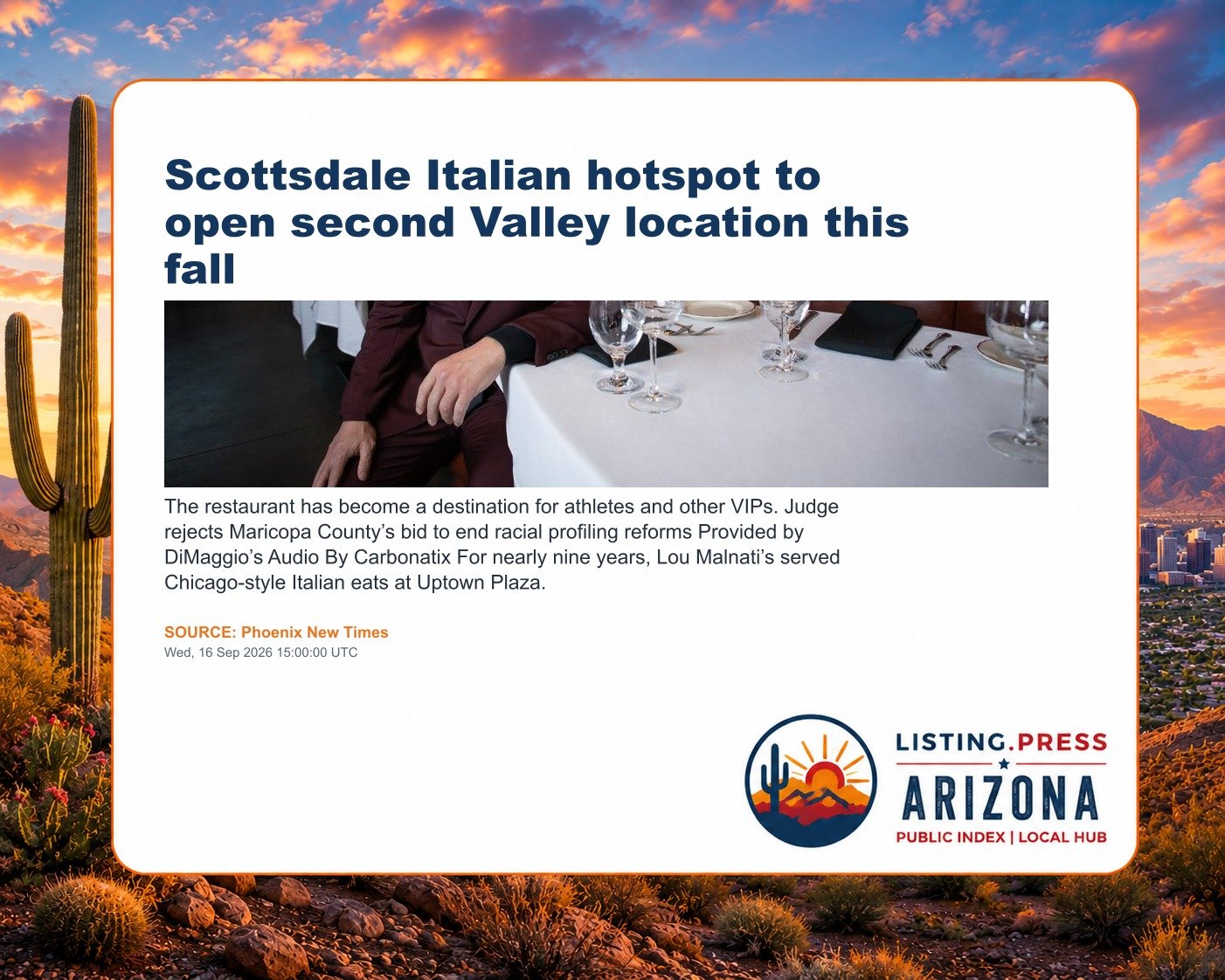 Scottsdale Italian hotspot to open second Valley location this fall