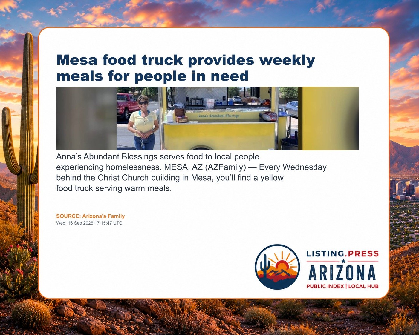 Mesa food truck provides weekly meals for people in need