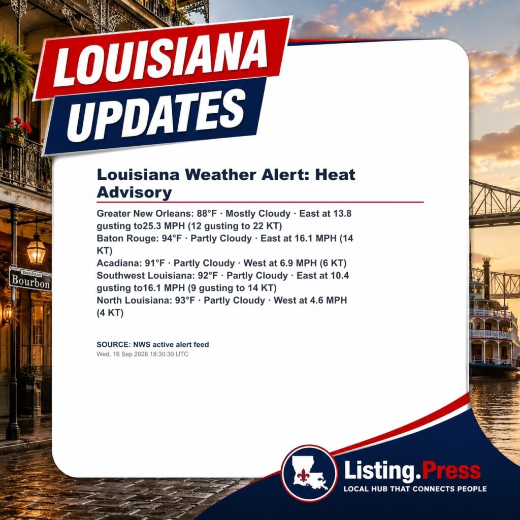 Louisiana Weather Alert: Heat Advisory