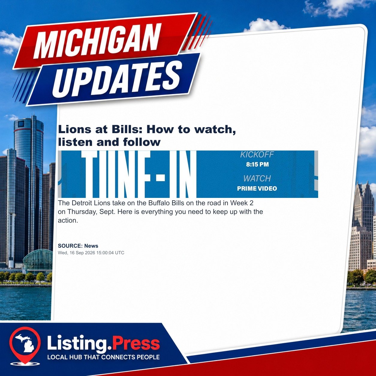 Lions at Bills: How to watch, listen and follow