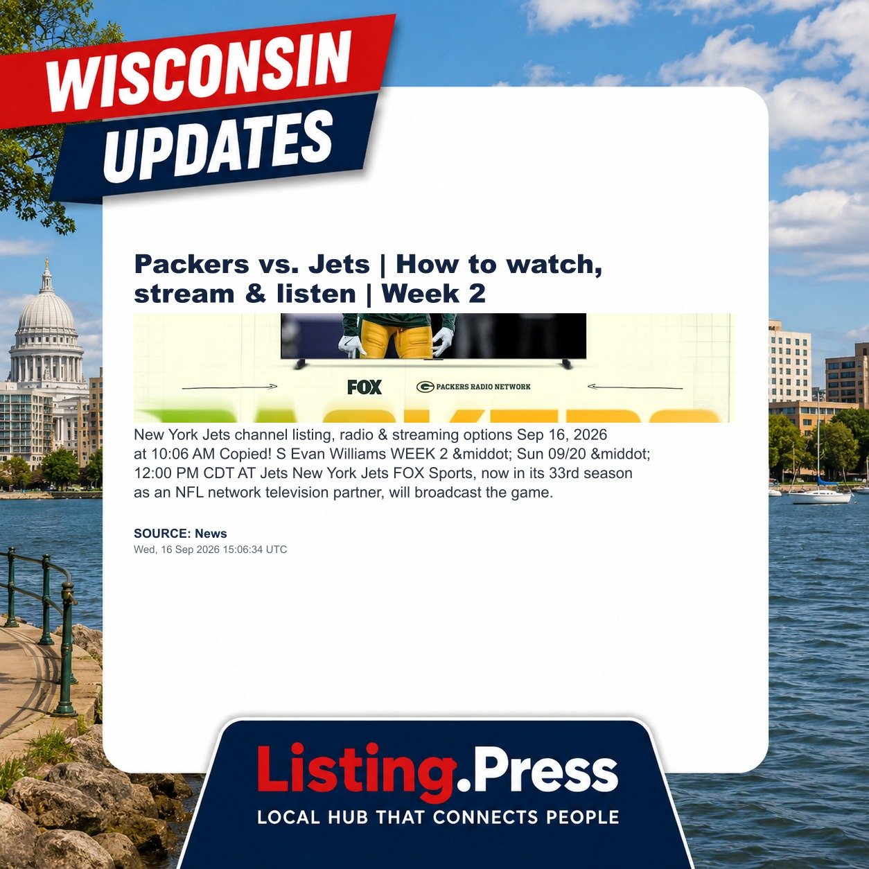 Packers vs. Jets | How to watch, stream & listen | Week 2
